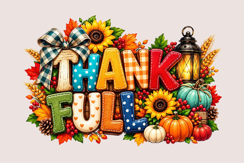 Thankful Fall PNG, Thanksgiving Sublimation SVGArt 