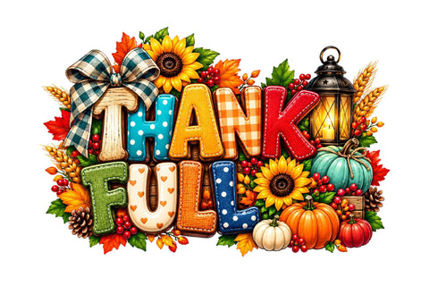 Thankful Fall PNG, Thanksgiving Sublimation SVGArt 