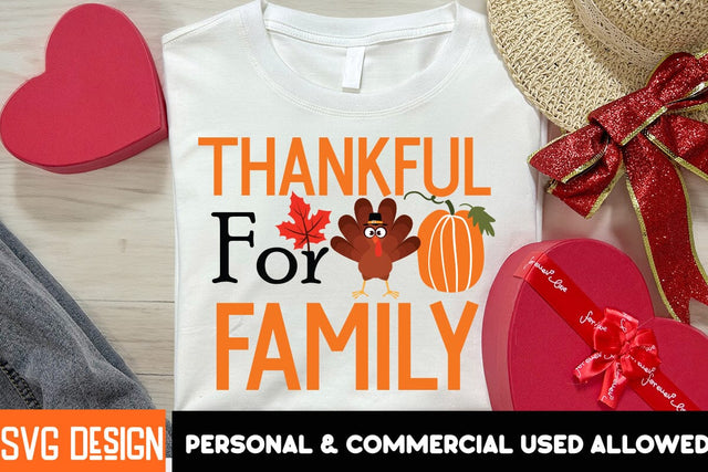 Thankful For Family SVG Cut File, Thankful For Family Sublimation PNG SVG BlackCatsMedia 