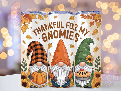 Thankful For My Gnomies Tumbler, Thanksgiving Gnome Wrap, 20oz Sublimation Design, Autumn Harvest Tumbler, Cute Gnome Drinkware, Rustic Fall Wrap, Seasonal Gratitude Design Sublimation SvggirlplusArt 