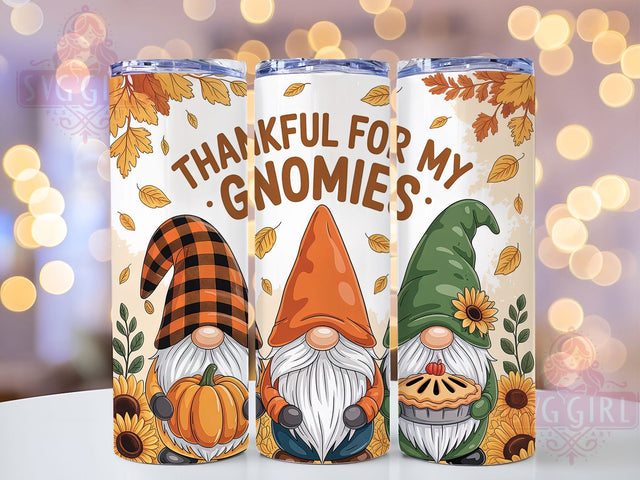 Thankful For My Gnomies Tumbler, Thanksgiving Gnome Wrap, 20oz Sublimation Design, Autumn Harvest Tumbler, Cute Gnome Drinkware, Rustic Fall Wrap, Seasonal Gratitude Design Sublimation SvggirlplusArt 