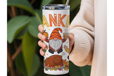 Thankful Gnomes 20oz Tumbler Wrap Sublimation DesignSVG 