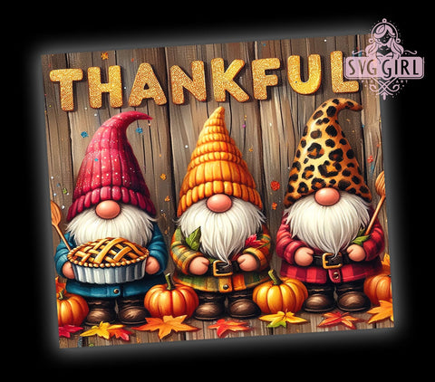 Thankful Gnomes, Thanksgiving Gnomes, Gnome Tumbler, 20oz Gnome Tumbler, PNG Gnome Design, Sublimation Gnome, Holiday Tumbler, Cute Gnome Gift Sublimation SvggirlplusArt 