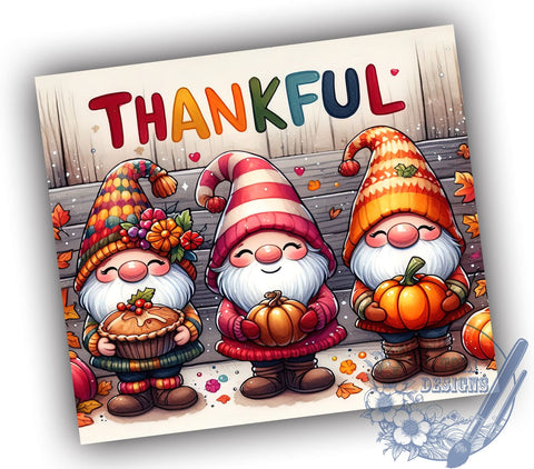 Thankful Gnomes Tumbler, Thanksgiving Decor, Gnome Sublimation, Fall Tumbler Design, Cute Gnomes, Holiday Drinkware, Personalized Tumbler, Autumn Gnome Gift Sublimation ToriDesigns 