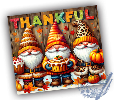 Thankful Gnomes Tumbler, Thanksgiving Decor, Gnome Sublimation, Fall Tumbler Design, Cute Gnomes, Holiday Drinkware, Personalized Tumbler, Autumn Gnome Gift Sublimation ToriDesigns 