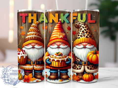 Thankful Gnomes Tumbler, Thanksgiving Decor, Gnome Sublimation, Fall Tumbler Design, Cute Gnomes, Holiday Drinkware, Personalized Tumbler, Autumn Gnome Gift Sublimation ToriDesigns 