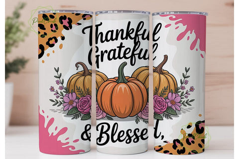 Thankful Grateful Blessed 20oz Tumbler Sublimation PixelChick 