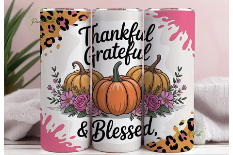 Thankful Grateful Blessed 20oz Tumbler Sublimation PixelChick 