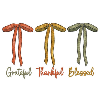 Thankful Grateful Blessed Coquette Bow Embroidery Design Fall Autumn Machine Embroidery File Instant Download Embroidery/Applique DESIGNS Nino Nadaraia 