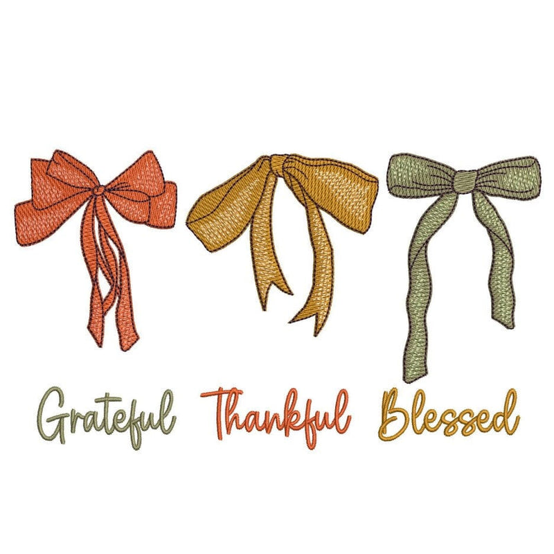 Thankful Grateful Blessed Coquette Bow Embroidery Design Fall Autumn Machine Embroidery File Instant Download Embroidery/Applique DESIGNS Nino Nadaraia 