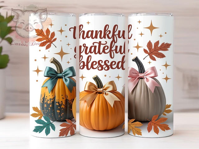 Thankful Grateful Blessed Fall Tumbler, Thanksgiving Pumpkin Cup Wrap, 20Oz Sublimation Design, Rustic Autumn Coffee Mug, Fall Harvest Drinkware, Inspirational Fall Gift, Farmhouse Thanksgiving Tumbler Sublimation Lara' s Designs 
