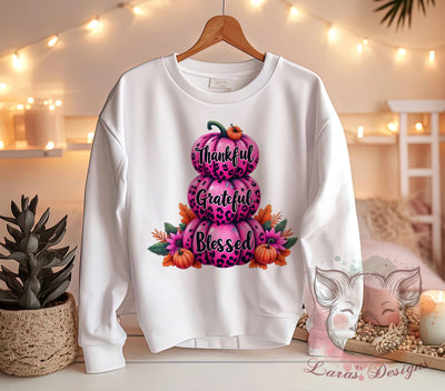Thankful, Grateful, Blessed, PNG Files, Sublimation Designs, Fall Decor, Thanksgiving Crafts, Inspirational Quotes Sublimation Lara' s Designs 