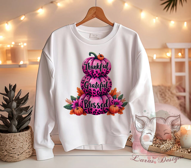 Thankful, Grateful, Blessed, PNG Files, Sublimation Designs, Fall Decor, Thanksgiving Crafts, Inspirational Quotes Sublimation Lara' s Designs 