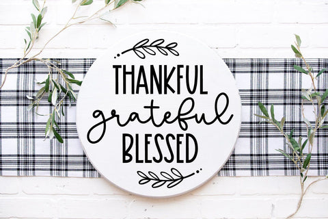 Thankful Grateful Blessed SVG - Fall Sign SVG Cut File SVG Ikonart Design Shop 