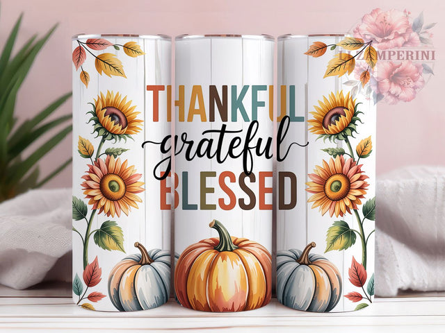 Thankful Grateful Blessed Tumbler Wrap, Grateful Cup Design, Blessed Tumbler Wrap, Fall Drinkware, Thanksgiving Tumbler, Autumn Mug Wrap, Inspirational Tumbler Sublimation Li Zamperini 