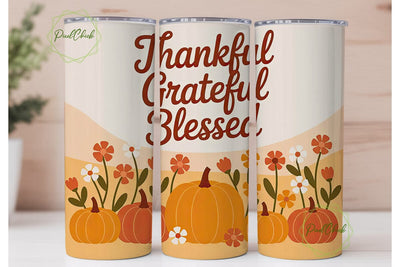 Thankful Grateful Blessed Tumbler Wrap Sublimation PixelChick 
