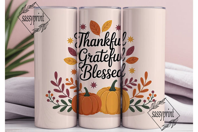 Thankful Grateful Blessed Tumbler Wrap Sublimation sassyprint 