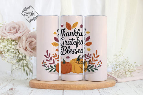 Thankful Grateful Blessed Tumbler Wrap Sublimation sassyprint 