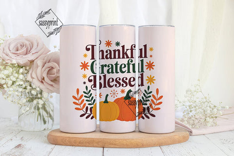 Thankful Grateful Blessed Tumbler Wrap Sublimation sassyprint 
