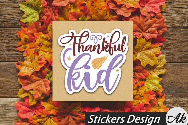 Thankful kid Stickers Design SVG akazaddesign 