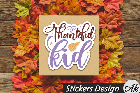 Thankful kid Stickers Design SVG akazaddesign 