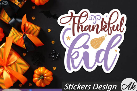 Thankful kid Stickers Design SVG akazaddesign 