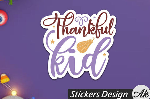 Thankful kid Stickers Design SVG akazaddesign 