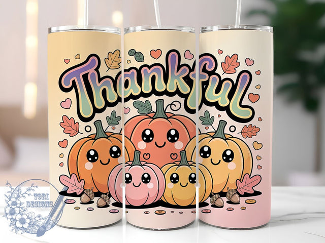 Thankful Pumpkin Fall Tumbler, Grateful Fall Wrap, 20oz Sublimation Design, Autumn Harvest Tumbler, Thanksgiving Pumpkin Drinkware, Rustic Fall Wrap, Seasonal Gratitude Design Sublimation ToriDesigns 
