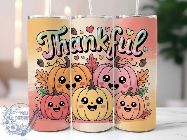 Thankful Pumpkin Fall Tumbler, Grateful Fall Wrap, 20oz Sublimation Design, Autumn Harvest Tumbler, Thanksgiving Pumpkin Drinkware, Rustic Fall Wrap, Seasonal Gratitude Design Sublimation ToriDesigns 