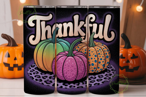 Thankful Pumpkins 20oz Tumbler Wrap Sublimation PixelChick 