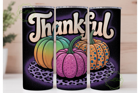 Thankful Pumpkins 20oz Tumbler Wrap Sublimation PixelChick 