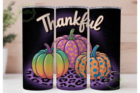 Thankful Pumpkins 20oz Tumbler Wrap Sublimation PixelChick 