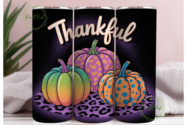 Thankful Pumpkins 20oz Tumbler Wrap Sublimation PixelChick 