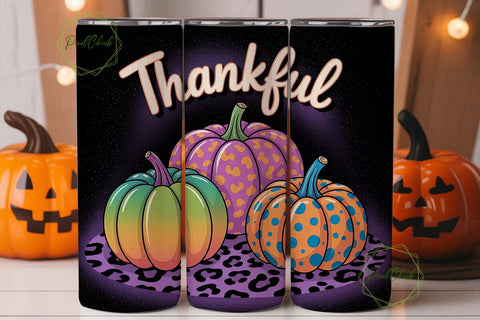 Thankful Pumpkins 20oz Tumbler Wrap Sublimation PixelChick 