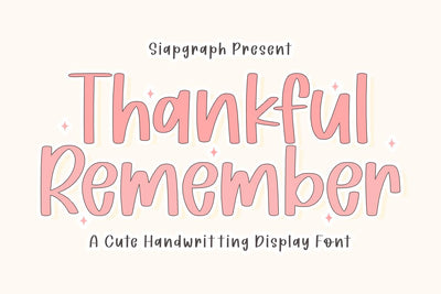 Thankful Remember - Cute Handwriting Display Font Font Masyafi Studio 