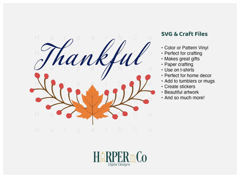 Thankful SVG PNG Cut EPS File SVG HarperNCo 