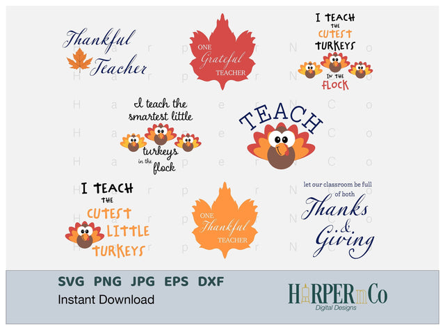 Thankful Teacher Bundle SVG PNG Cut EPS File SVG HarperNCo 