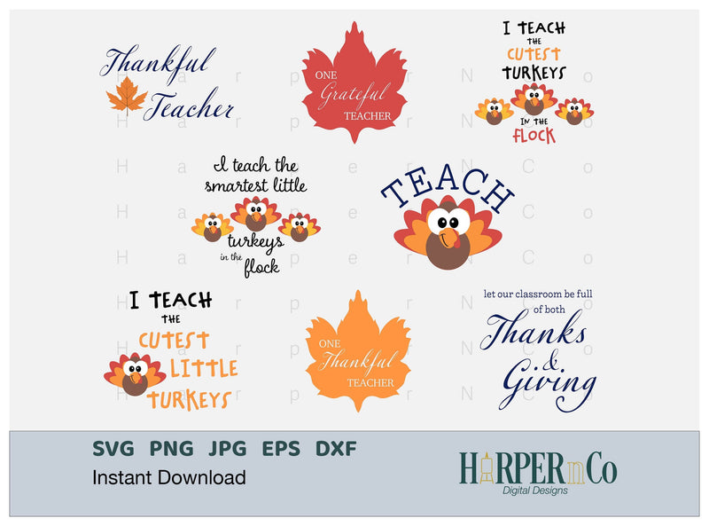 Thankful Teacher Bundle SVG PNG Cut EPS File SVG HarperNCo 