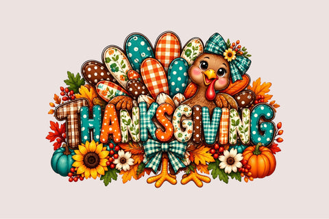 Thankful Thanksgiving Turkey Pumpkin Png Sublimation SVGArt 
