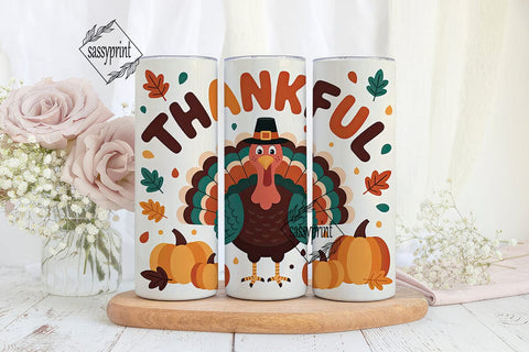 Thankful Turkey Tumbler Wrap Sublimation sassyprint 