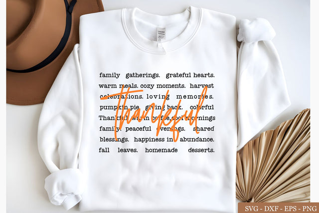 Thankful Words Png, Thanksgiving Png, Thankful Svg SVG Chamsae Studio 