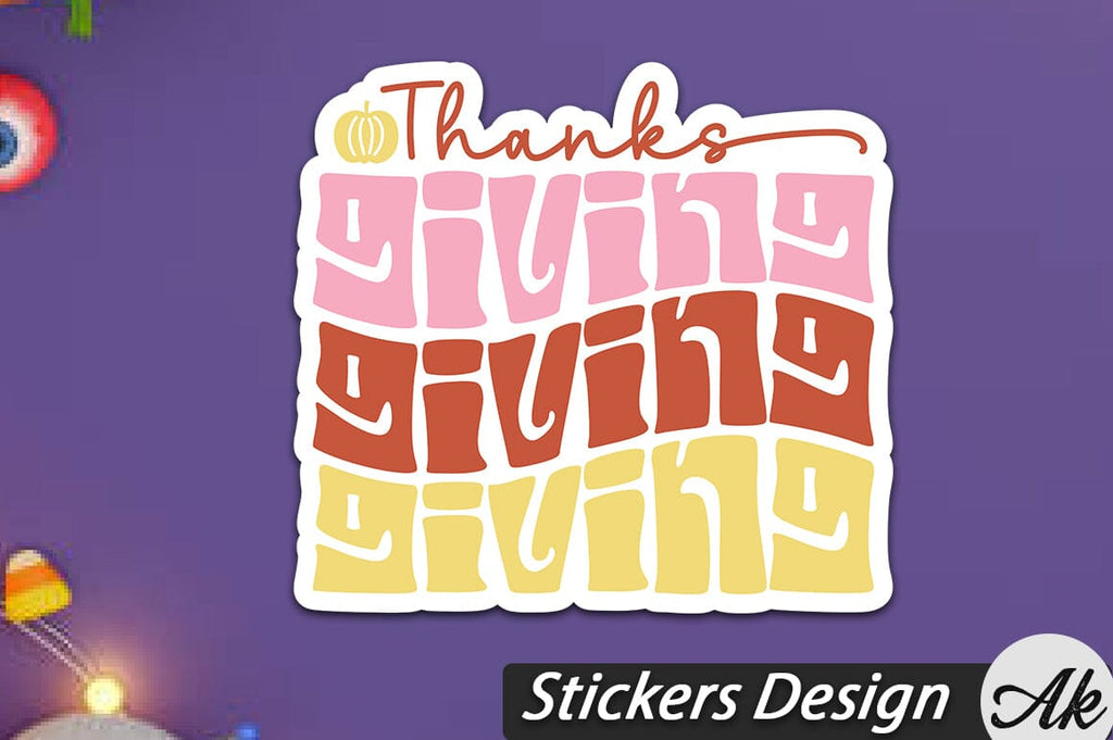Giving Sticker Thanks Giving Stickers Design - So Fontsy
