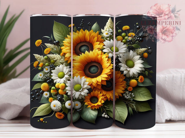 Thanksgiving Autumn Floral Tumbler, Autumn Flowers Wrap, Cozy Harvest Cup, 20oz Sublimation Wrap, Elegant Fall Floral Tumbler, Stylish Thanksgiving Design Cup, Seasonal Autumn Theme Wrap Sublimation Li Zamperini 