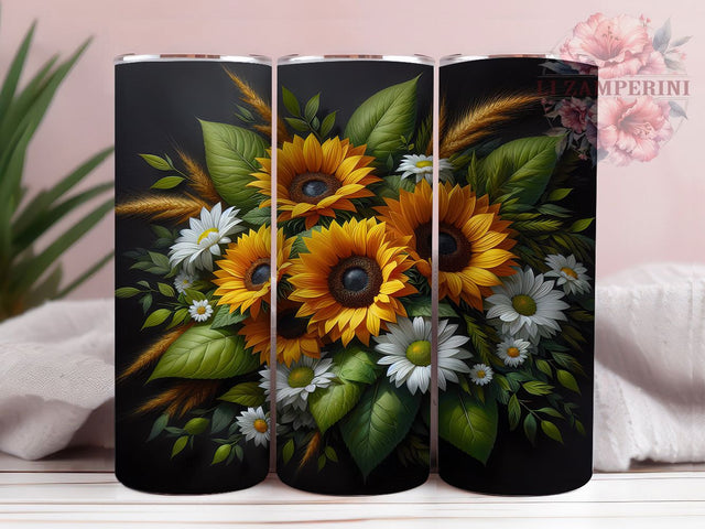 Thanksgiving Autumn Floral Tumbler, Autumn Flowers Wrap, Cozy Harvest Cup, 20oz Sublimation Wrap, Elegant Fall Floral Tumbler, Stylish Thanksgiving Design Cup, Seasonal Autumn Theme Wrap Sublimation Li Zamperini 