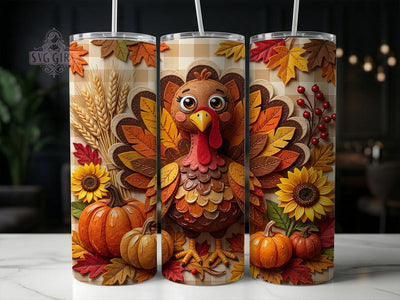 Thanksgiving Autumn Turkey 20oz Tumbler, Thanksgiving Turkey, Autumn Turkey, Turkey Tumbler, Thanksgiving PNG, Autumn Turkey PNG, Turkey Tumbler PNG, 20oz Tumbler Wrap Sublimation SvggirlplusArt 