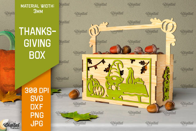 Thanksgiving Box Laser Cut. Thanksgiving Favor Box SVG SVG Evgenyia Guschina 