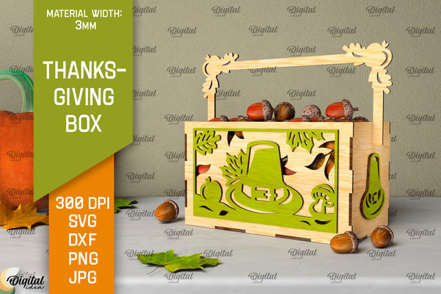 Thanksgiving Box Laser Cut. Thanksgiving Favor Box SVG SVG Evgenyia Guschina 