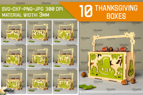 Thanksgiving Boxes Laser Cut Bundle. Favor Boxes SVG Design SVG Evgenyia Guschina 