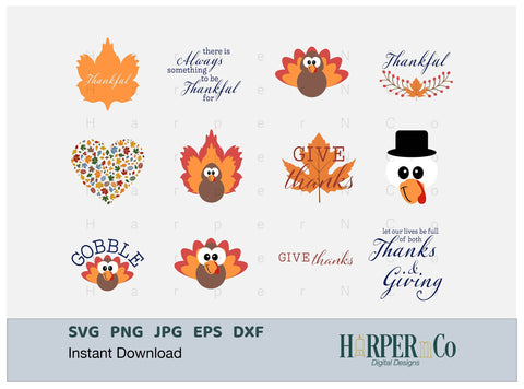Thanksgiving Bundle SVG PNG Cut EPS File SVG HarperNCo 