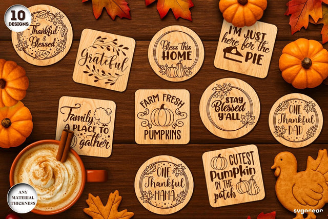 Thanksgiving Coasters SVG Bundle SVG SvgOcean 